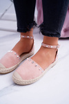 Pink Suede Espadrilles Ballerinas with Studs Tatiana