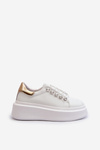 Women's Leather Sneakers on Chunky Platform White S.Barski LR628