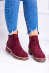 Maroon Women's Flat Heel Gravis Stiletto Boots