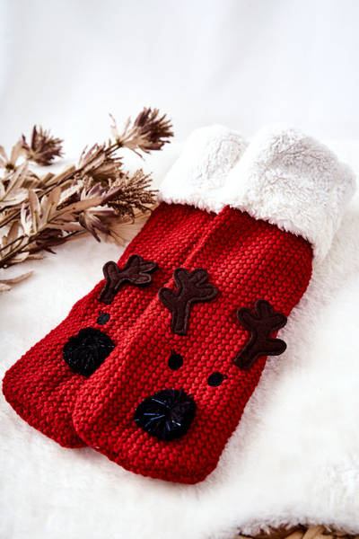 Christmas Long Socks Reindeer Red