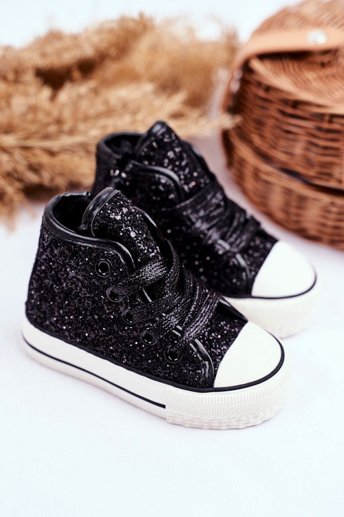 Children's Sneakers With Glitter Black Ally