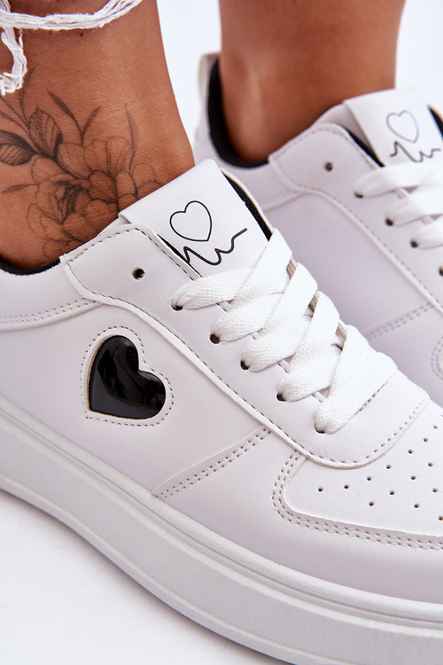 Classic Sports Shoes with White-Black Heart Amore