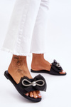 Women's Slippers With Bow And Rhinestones Black Jolene