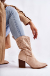 Women's Suede Boots With Cowboy Boots Beige Ariane