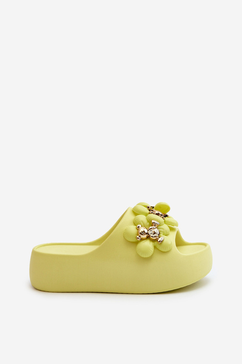 Women's Foam Slippers With Decorations On Thick Sole Lime Bremavia
