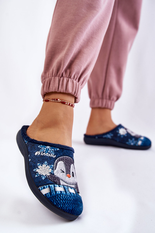 Women's Home Slippers Penguins Inblu EC-81-004 Navy blue