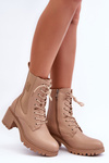 Women's Leather Boots On Heels Beige Esnar