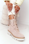 Suede Openwork Boots Maciejka Beige 05033-04