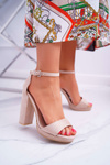 Women's Beige Platform Stiletto Sandals Debora