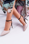 Women's Stiletto Sandals Beige and Black Ergola
