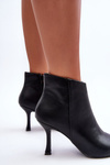 Women's Leather Boots On Heel Black Merisa