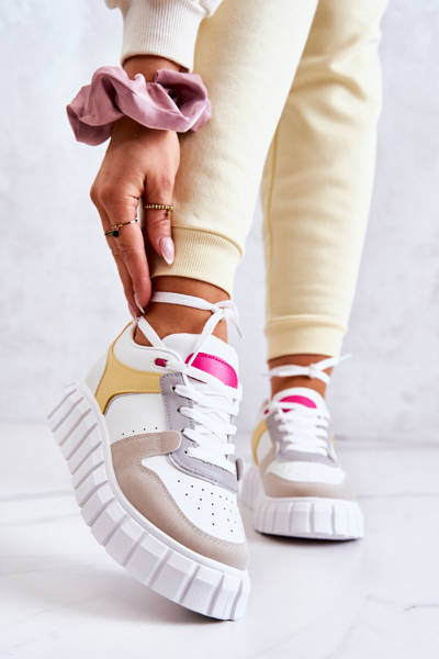 Women's Sport Leather Shoes White-Beige Florentine