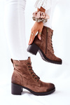 Women's Boots On High Heels Suede Beige Dunaff