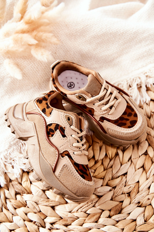 Dziecięce Sportowe Buty Sneakersy Beżowo-Brązowe Nila