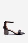 Women's sandals in eco leather on embellished heel black Wiatalia