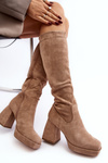 Women's insulated boots with chunky heel beige Layala