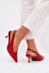 High Heels With Open Heel Eco Leather Red Aricandia