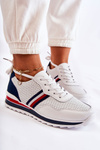 Women's leather sport shoes white and navy blue Jane