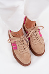 Women's Platform Sneakers Made Of Natural Suede Beige-Pink Eldira
