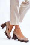 Fashionable Leather Pumps Laura Messi 2599 Beige