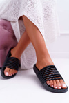 Women's Beaded Flip Flops Black Elavi