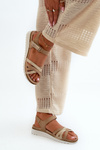 Comfortable and Lightweight Women's Sandals with Velcro Inblu CN000041 Beige-Gold