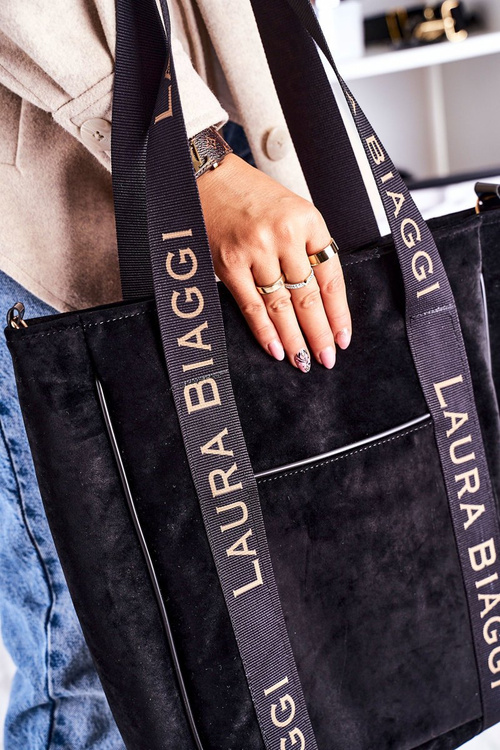 Large Shopper Bag With Detachable Strap LAURA BIAGGI Black