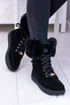 Black Suede LU BOO Timber Boots with Fur