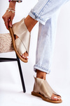 Women's Leather Sandals Broad Foot Gold Catalise