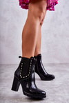 Stiletto Booties With Rhinestones Snake Black Wissey
