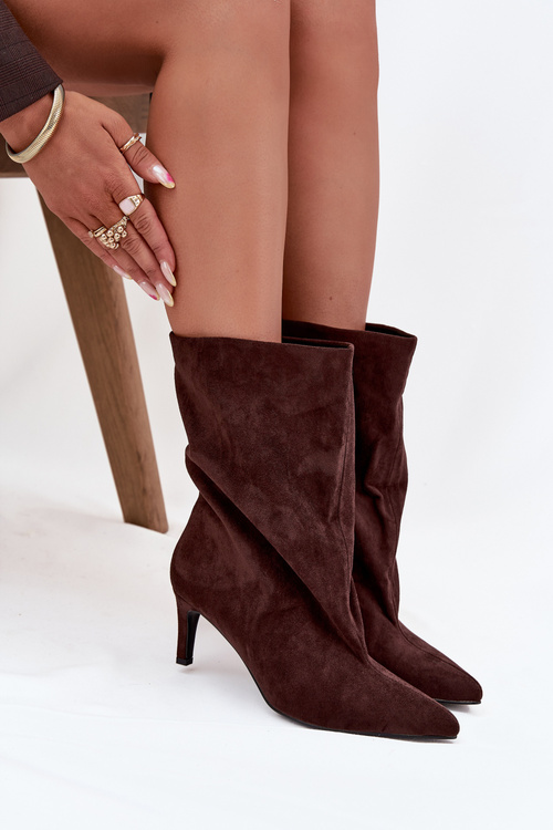 Slip-on Women's Ankle Boots with Heel Chocolate Solvienne