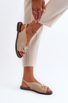 Women's Flat Heel Sandals with Beige Ornament Loraeleh