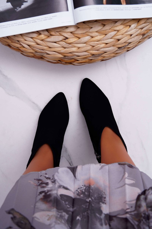 Black Elegant Suede Stiletto Booties Laura Messi 2047