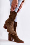 Women's Suede Boots With Cowboy Boots Khaki Ariane