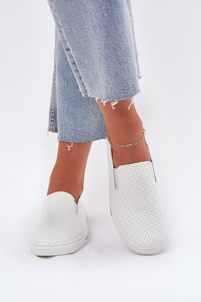 Slip On Eco Leather Women's Sneakers Sneakers With Text White Zalinne