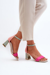 Suede Sandals with Stiletto Heel Fuchsia Pholia
