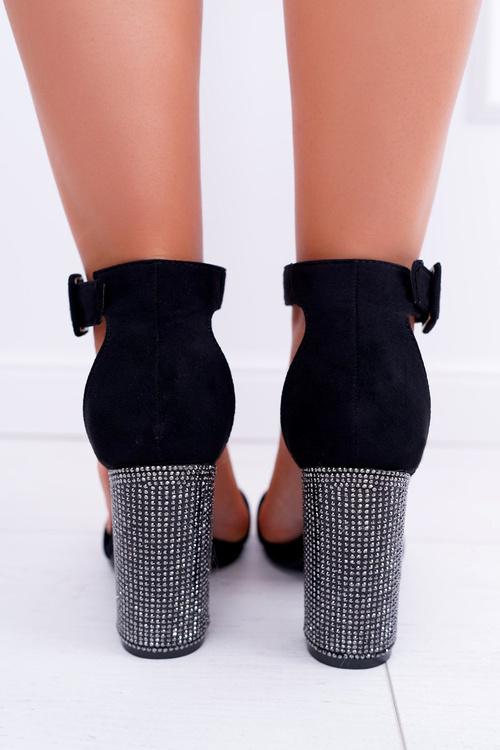 Zirconia Stiletto Sandals Lu Boo Black