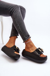 Women's Foam Flip Flops with Bow Black Salessa