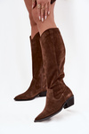 Cowboy Boots Made of Natural Suede Lined Zazoo 4225 Brown