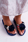 Women's Flip Flops With Flower Flip Flops On Anchor Navy Blue Sharme