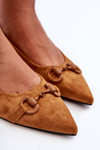 Decorated Suede Ballet Flats Brown Noldaia