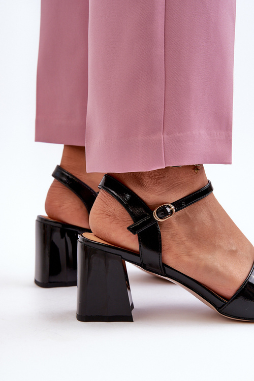 Elegant Black Patent Sandals with Heel D&A MR38-660