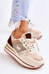 Fashionable Women's Sport Shoes On A Wedge Beige and brown Aronne