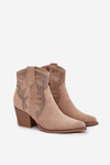 Women's cowboy boots lined with decoration on the heel beige Arabella