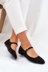 Ballet Flats With Strap Eco Suede Black Arrivara