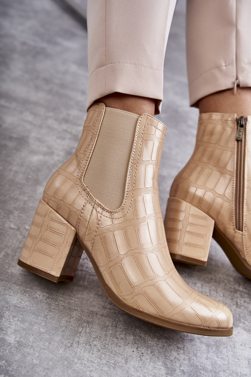 Snake Leather Booties La.Fi 260038BE-XC Beige