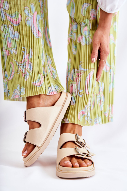 Klapki Klasyczne Wsuwane Damskie Beżowe Weston