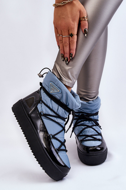 Women's Fashionable Lace-up Snow Boots Blue Carrios