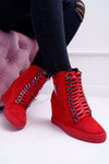 Women's Sneakers Lu Boo Openwork Suede Red Clamma