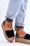 Suede Wedge Sandals Black Livia